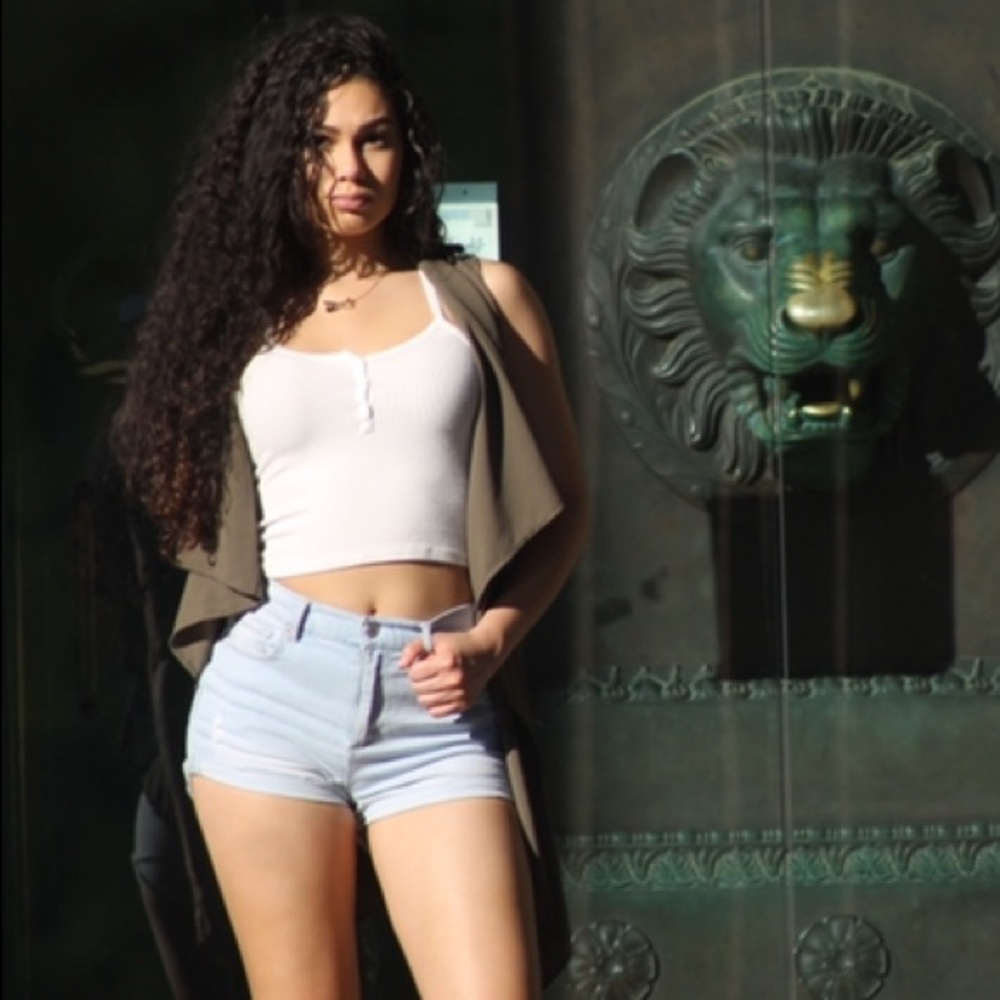 Light Blue Mid Waisted Shorts